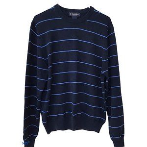 Blue Stripe Pima Cotton M Sweater Mens Pullover Crew Neck Casual Brooks Bros